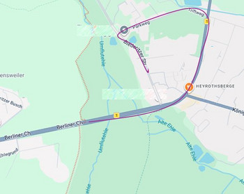 Karte, die Weg zum IBK während der Baustelle zeigt